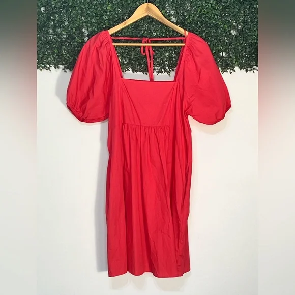 Draper James Ladies Red Puff Sleeve Dress Size Large NWT - Picture 1 of 10